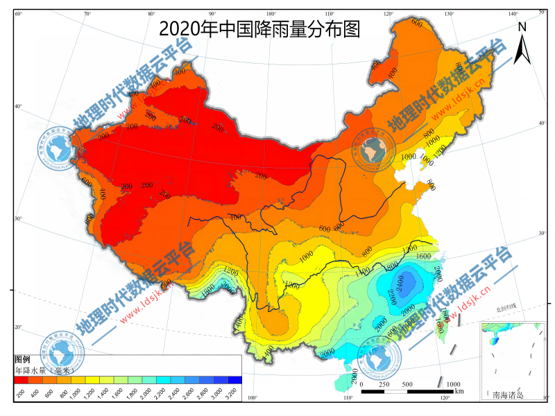 全国范围降雨量分布数据