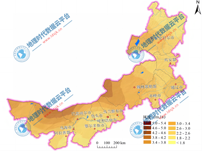 1980-2020年多年平均风速