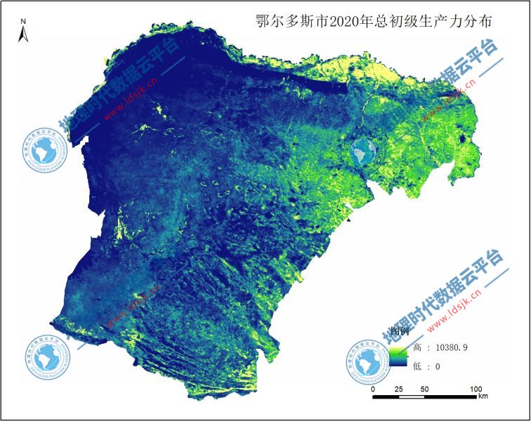 鄂尔多斯市总初级生产力GPP数据集