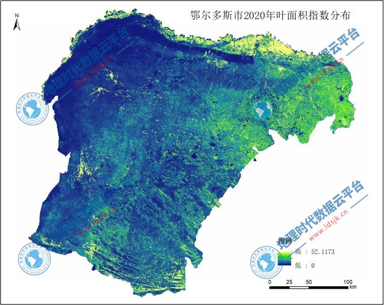 鄂尔多斯市叶面积指数LAI数据集